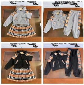 Kind Junge Kleidung Set Baby Mädchen Blumenkleid Grau Farbe Frühling Langarm Hoodie + Hosen Kleinkind Kinder Designer Sets 110-160 cm