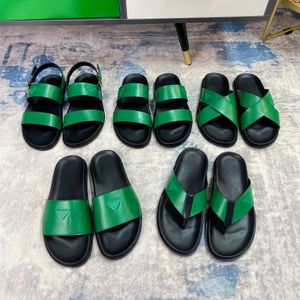 2022 Designer Mens Slippers summer leather sandals Botega green black soft and comfortable sole luxury Bottega Fashion men Flat flip flops sandal Slipper