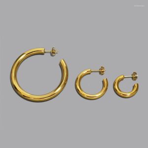 Hoop & Huggie Chunky Large C Gold Earrings Stainless Steel Bella Half Stud For Women Jewelry 2022Hoop Kirs22
