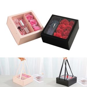 Gift Wrap 10pcs Portable Flower Gifts Boxes Clear Window Birthday Wedding Rose Packaging Romantic Valentine'S Day Lipstick BoxGift