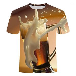 メンズTシャツサマーカジュアルレディースとトップス半袖3Dフルプリントポーカービールシリーズファッションストリートラウンドネック衣装