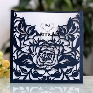 50st Elegant Hollow Laser Cut Invitation Greeting Card Party Favored Customized Wedding Event Decorations 220711