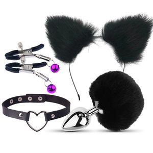 Massage BDSM Sexy ear hair clip milk clip back court anal plug male and female appliances sex supplies sm metal fun suit fox tail