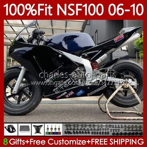 Fiberglass Race Fairings For HONDA NSF100 NSF-100 NSF Gloss Black 100 06 07 08 09 10 Bodywork 116No.59 NS-F100 2006 2007 2008 2009 2010 Glass fiber Injection Mold Body