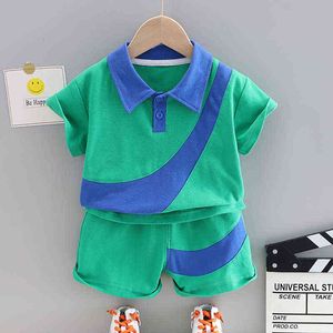 Children's suit summer boys and girls cartoon dinosaur bear T-shirt suit baby denim shorts girls suspenders printed shirt G220517