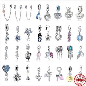 925 Silver Fit Pandora Stitch Stitch Nowe serce Łańcuch bezpieczeństwa Bransoletka Bransoletka Krzyki Dangle DIY Akcesoria biżuterii