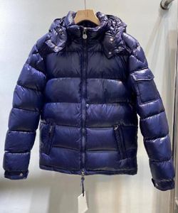 Erkekler Down Down Giyim Dış Giyim Klasik Kış Puffer Ceket Kapşonlu Tasarımcı Parkas Lüks Sokak Giyim Homme Unisex Coats S-XXL Koyu Mavi