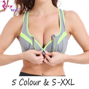 Sexywg Zipper Sport Bra Yoga Shirt Women Sports Top Sockproof Tank Tops Crop Sexy Push Up Brassiere BH Sportswear Athletic Vest 220511