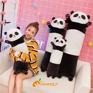 65~120cm Long Giant Panda Plush Toy Cylidric Animal Bolster Almofada Koala Stuffed Plushie Crianças Sleeping Friend 220425