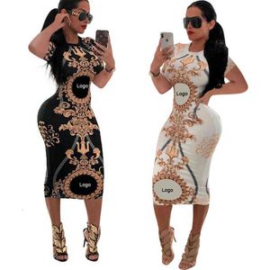 22 Letnie kobiety Designer Casual Suknie Krótki Rękaw O Neck Bodycon Sexy Party Club Elegancka Midi Dress