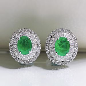 2021 new foreign trade hot selling earrings retro simulation emerald sterling silver earrings source manufacturers
