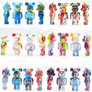 Målad graffitikonst Violent Bear Fashion Blind Box Doll Designer Keyring Diy Keychain Cartoon Astronaut Key Chain Accessories Bag Charms Carkey Buckle Rings