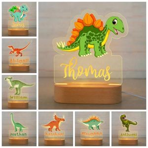 Night Lights Custom Name Dinosaur/Truck LED USB Light Personalized Cartoon Acrylic Lamp For Baby Boys Kids Children Home DecorationNight