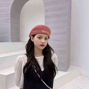 Spring Summer Hat Women Beret Embroidered Letter Fashion Retro Visor Cap Korean Painter Hat Outdoor Leisure Hat Gorro Vintage J220722