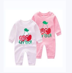 Baby Jungen Mädchen Marke Strampler Frühling Herbst Neugeborenen Blätter Buchstaben Gedruckt Overalls Baumwolle Kleinkind Langarm Strampler Infant Onesies