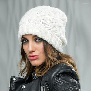 Beanie/Totenkopfkappen Herbst Winter Hüte Für Frauen Im Freien Wolle Gestrickte Hut Einfarbig Diamant Gitter Beanie Kappe Weibliche Motorhaube Gorros Mujer Invie