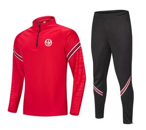 21-22 Tunisia Erkekler Boş Zaman Sporları Takım elbise Yarı Zipper Uzun kollu sweatshirt Açık Hava Spor Boş Zaman Eğitim Takım Beden M-4XL