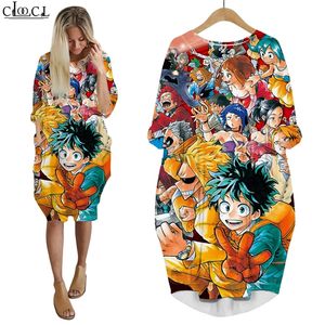 Women Dress Anime My Hero Academia 3D Printed Loose Daughter Dresses Long Sleeve Fashion Gown Pocket Dress Drop W220616