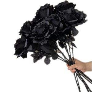 Um único caule único rosa flor artificial preto branco rosa rosa Fleur para casamento de casamentos decoração em casa