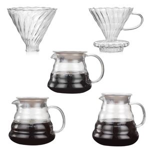 Despeje sobre o gotejador de café resistente à fabricação de calor High Borossilicate Glass Coffee Server Come Coffee With Lid 210326