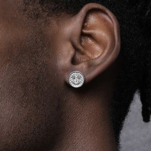 925 Sterling Silver Full Diamond Smiley Face Earrings Stud For Men And Women Ins Hip-Hop Fashion Street All-Match Jewelry Accessories