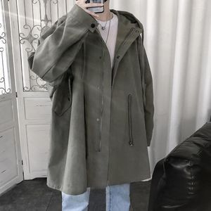 Trench maschile Coat Autumn Cotton Cotton Fashion Casual Long Men Streetwear Korean Stene Oversize Giacca a vento Mens OverCOAT VIOL22