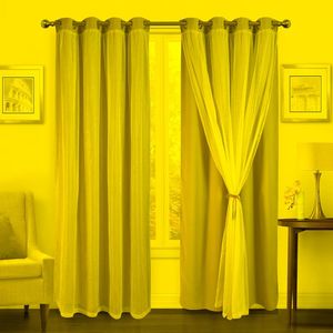 Curtain & Drapes White Sheer Voile And Blackout Curtains Assembled Grommet Mix For Living Room W52xH84 Inch Set Of 2 PanelsCurtain CurtainCu