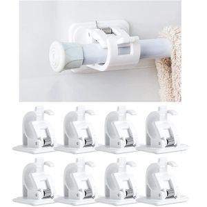 24pcs Self Adhesive Curtain Rod Bracket Punchfree Clip NailFree Adjustable Shower Hanging Holder 220527