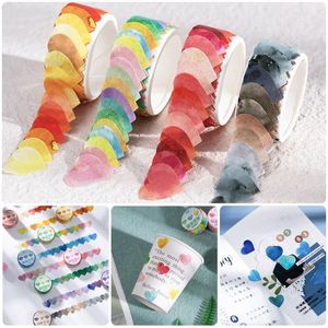 Hediye sargısı 100pcs/rulo renkli sevimli aşk kalp bandı yapıştırıcı çıkartmaları etiket maskelenen kasetler scrapbooking dekor diy sanat el sanatları tedarik gif