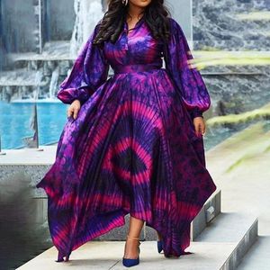 Wholesale floor ties for sale - Group buy Casual Dresses Spring Autumn XL Plus Size Dress Floor Length High Waist Women Long Pleated Tie Dye Printed Large Sizes XL