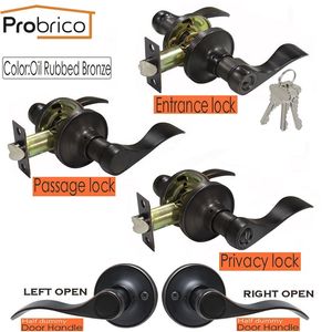 Probrico door Handles for interior doors Front Back gate lever lock Cylinder/Latch Home Security Interior wooden door handle set 201013