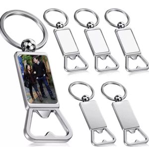 UPS Sublimation Blank Beer Bottle Opener Keychain party favor Metal Heat Transfer Corkscrew Key Ring Household Kitchen Tool 0513