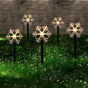 5pcs Christmas snowflake garden decor LED light Christmas Decoration for Home Pathway light natal year outdoor light 201027