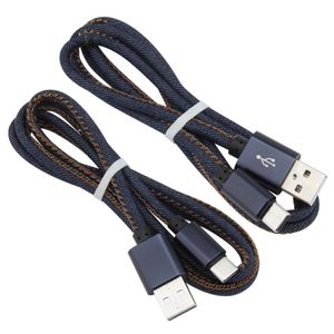 1M Micro USB-kabels Type-C Charger Data Transfer Denim Mobiele telefoon Oplaadkabel voor Xiaomi Samsung Huawei Draad