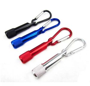 Färgglada Mini LED ficklampa Aluminium Alloy Torch ficklampa med karabiner ring nyckelringar Nyckel kedja barn julklapp led leksak