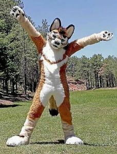 Mid Long Fur One Husky Fox Mascot Costume Walking Halloween Role Play Cartoon Outfits Furry Suit
