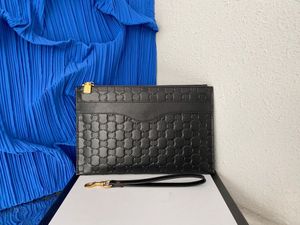 HH Herren Luxus-Clutch mit schwarzer Prägung, Doppel-G-Umschlagtasche, echtes Leder, Umhängetasche, Designer-Tasche, goldfarbenes Metall, gesteppte Tragetaschen, Handtaschen, Damengepäck