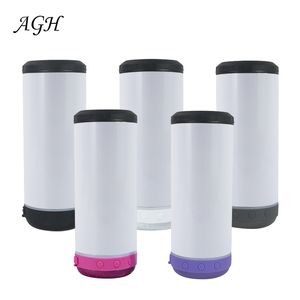 US Local Warehouse 16oz 4 in 1 Sublimation Can cooler Speaker Tumblers Straight Bluetooth music cup stainless steel vacuum insulated Beer Cola Coolers