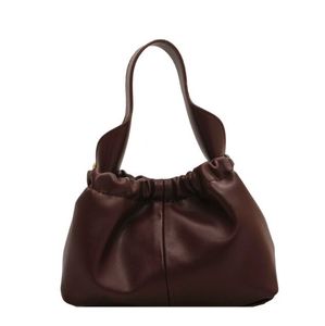 Women Crossbody Bags Pleated Bucket Samll Handbags Purses Lady Brown Shoulder Bags Messenger Bag Totes