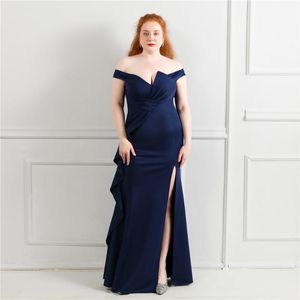 Plus Size Dresses Party Split Off The Shoulder Elegant Dress Woman For Wedding Guest Mother Bride Luxury Formal Cocktail EventsPlus