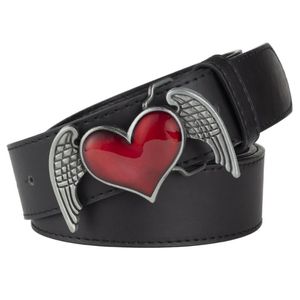 Belts Wing Red Heart Alloy Buckle Fashion For Women Cowgirl Up White Belt Leisure Decoration PUBelts
