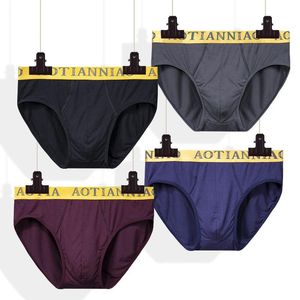 Underpants L~5XL Plus Size Men's Briefs Breathable Panties Letter Underwear Modal Winter Boxer Shorts Mid Waist Male Intimates