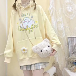 Men's Hoodies & Sweatshirts Yellow Cartoon Harajuku Hoodie Funny Amine Loose Hip Hop Streetwear Korean Style Autumn High Street Casual Coat