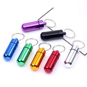 Tragbare Mini-Pillendose aus Aluminiumlegierung, Kartusche, Schlüsselanhänger, für den Außenbereich, wasserdicht, versiegelt, Medizinglas, Pillenflasche