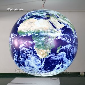 Kişiselleştirilmiş Aydınlatma Şişirilebilir Dünya Asma LED Planet Balon Hava Blow Up Globe Uzay Tema Partisi Şovu