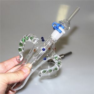 Hookah Nectar Bong Kit med GR2 Titanium Tips 14mm Mini Glass Pipe Oil Rig Straw Concentrate Dab Bong