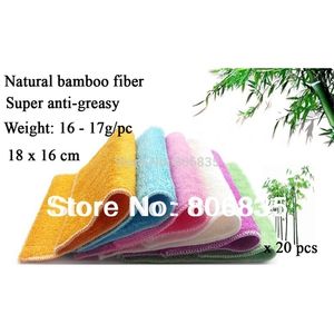 20pcs 1617gpc bilayers ANTIGREASY color dish cloth bamboo fiber washing dish towel magic wiping ragskitchen cleaning cloth 201021