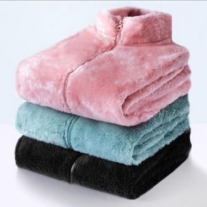 Kadın Hoodies Sweatshirts 2022 Kış Kadınlarcoral Polar Fleece Jacket Kadın Açık Hava Sıcaklık Yastıklı Zip-Upplush Sweatshirt Pembe Coa