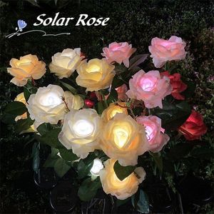 Solar Rose Garten Lichter LED Simulation Blume Licht Wasserdichte Rasen Landschaft Lampe Leuchtende Urlaub Hochzeit Dekoration 220429