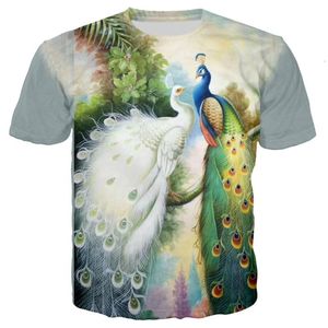 Erkek Tişörtler Papaz Tavus Tişört Tişört Erkekler Çiçek Tişört Hip Hop Tee Hayvan Brid 3D Baskı T-Shirt Serin Kadın Giyim Giyim Artı 7xl